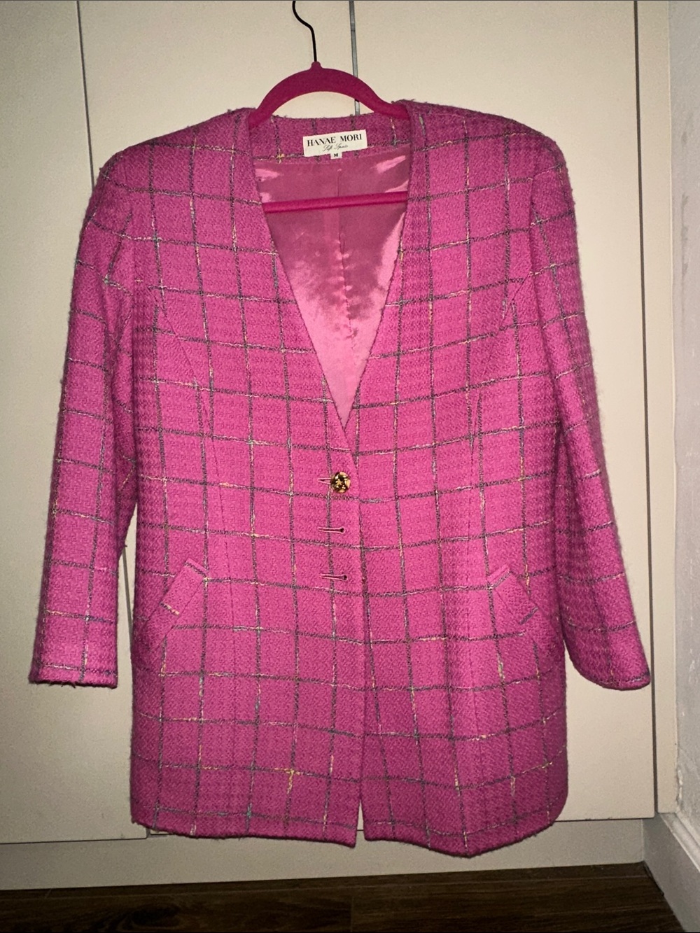 Hanae Mori pink tweed blazer